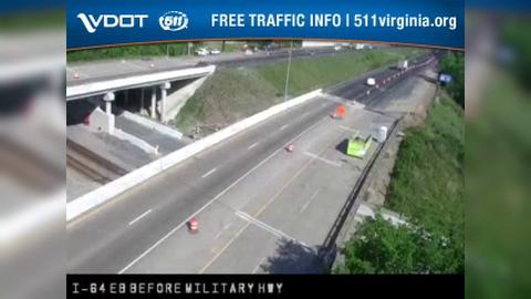 Traffic Cam Chesapeake: I-64 - MM 297.19 - EB - IL BEFORE MILITARY HIGHWAY