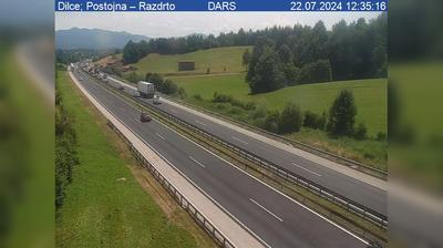 Zadnja slika ob 12h: Avtocesta Ljubljana - Koper, Dilce, Razdrto