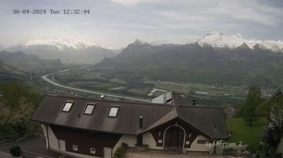 Vista de cámara web de luz diurna desde Triesenberg: Weite − Gonzen − Sargans − Pizol