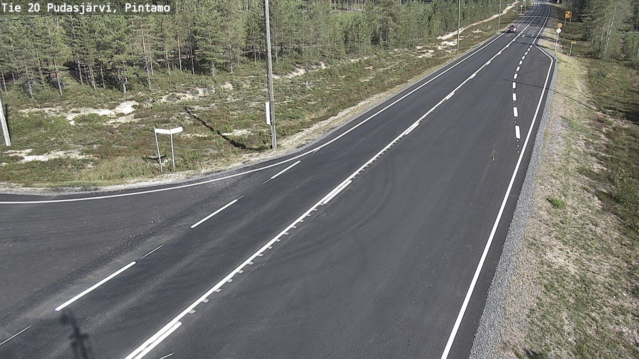 Traffic Cam Pudasjarvi: Tie - Pintamo - Kuusamoon