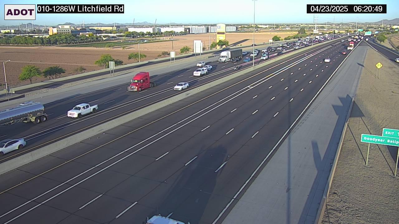 Traffic Cam Goodyear › West: I-10 WB 128.66 @Litchfield Rd