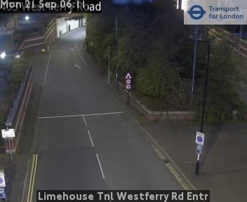 Traffic Cam Heathfield and Waldron: Limehouse Tnl Westferry Rd Entr