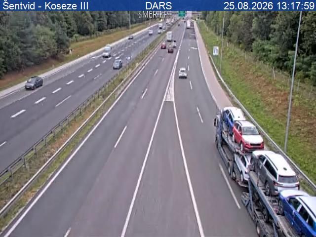 Traffic Cam Koseze: A2/E61, Karavanke - Ljubljana, odsek Šentvid