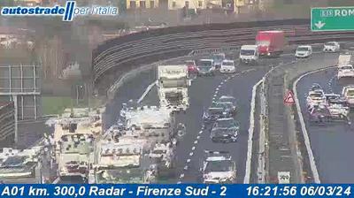 Preview delle webcam di Bagno a Ripoli: A01 km. 300,0 Radar - Firenze Sud - 2