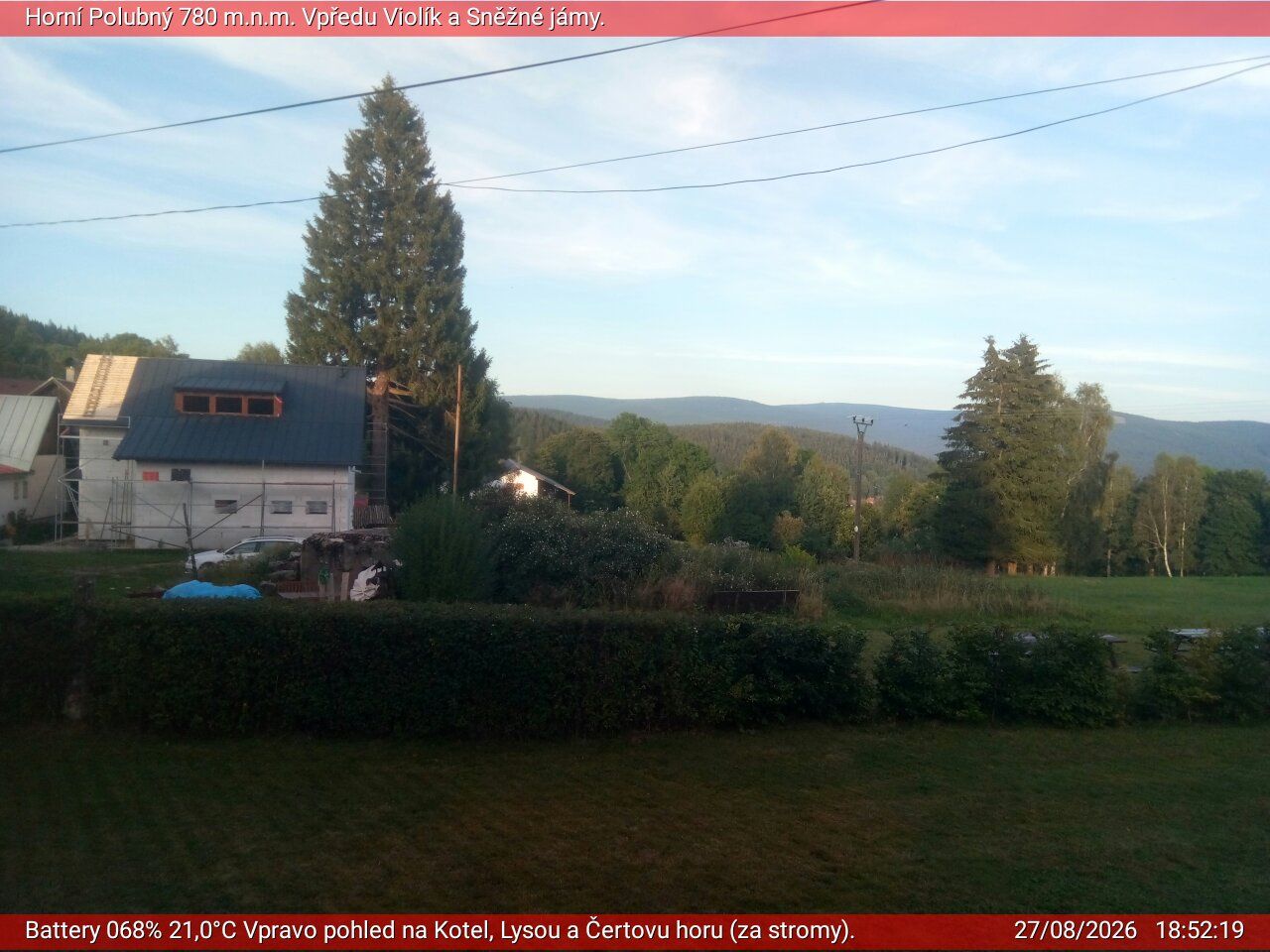 Traffic Cam Korenov › East: Horní Polubný, Jizerské hory,: Západní Krkonoše