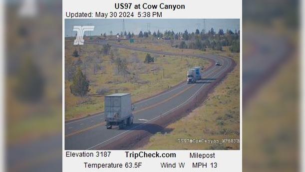 Traffic Cam Antelope: US 97 at Cow Canyon