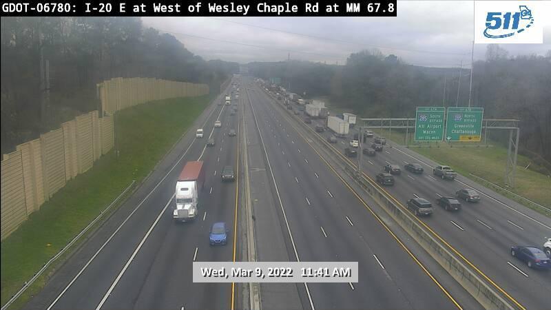 Traffic Cam I-20 EB @ W of Wesley Chapel Rd