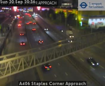 Traffic Cam London: A406 Staples Corner Approach