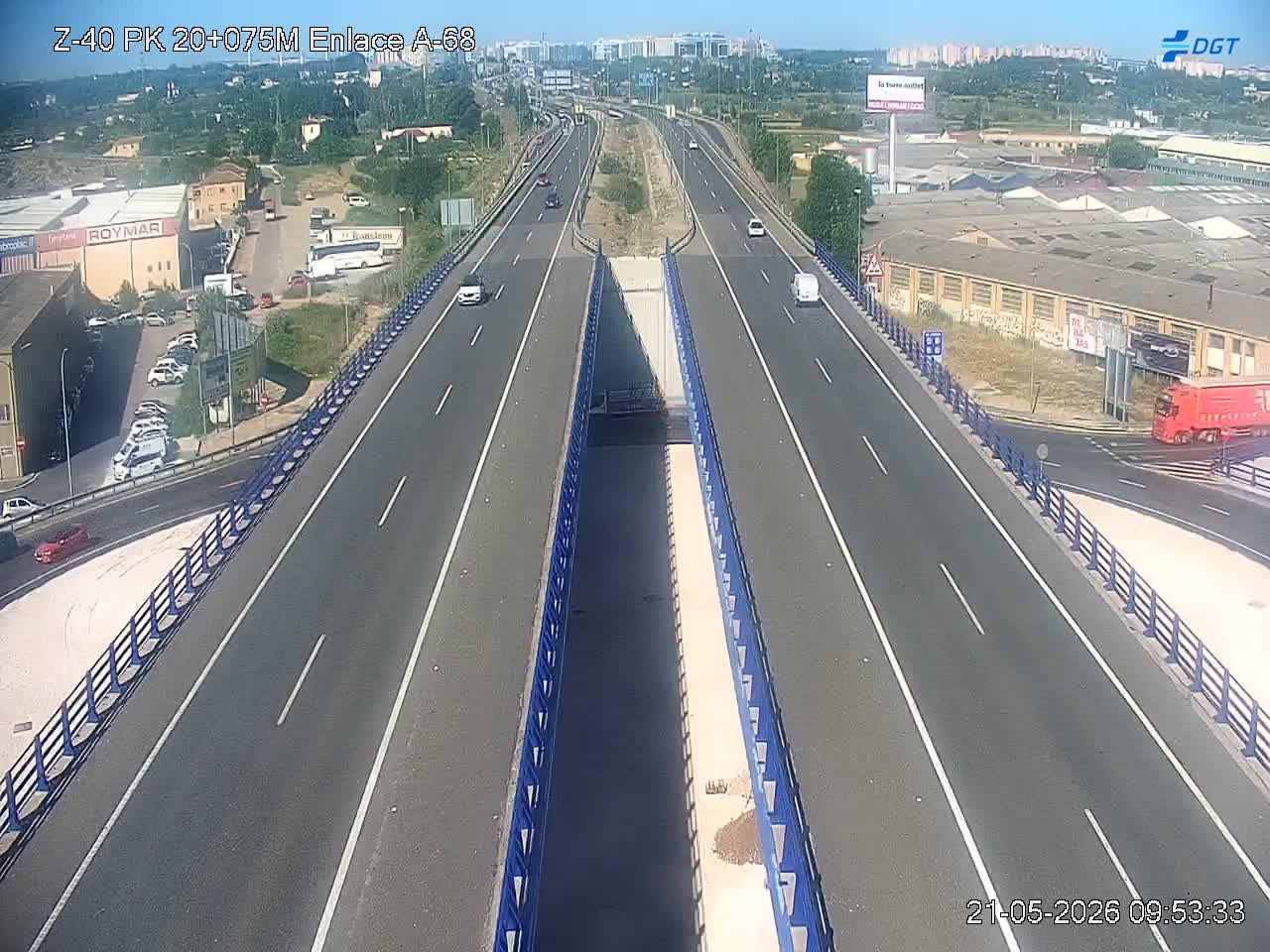 Traffic Cam Zaragoza: A-68 - Z-40 - Autovía del Ebro - Ebro