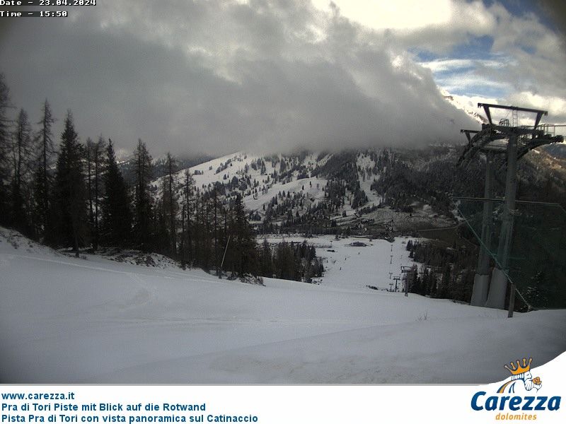 Traffic Cam Karersee - Carezza: Latemar - Pra di Tori Piste mit Blick auf die Rotwand
