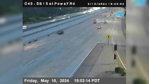 Traffic Cam San Diego › South: C 043) I-15 : Just South Of Poway Road