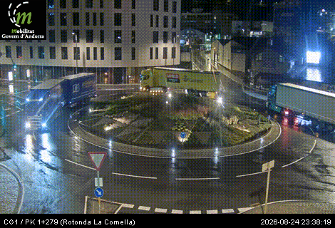 Traffic Cam Andorra la Vella: CG1 - PK 1+279 (Rotonda la Comella) - 1.000 metres