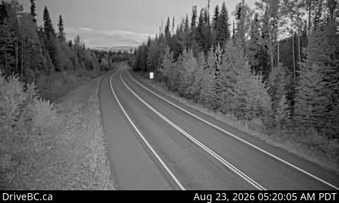 Traffic Cam Regional District of Fraser-Fort George › North: Hwy 97, on the east side of McLeod Lake, just south of Whiskers Point Provincial Park entrance, looking north