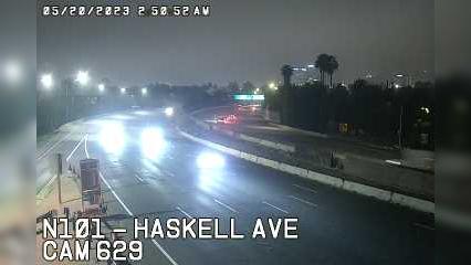 Traffic Cam Los Angeles › North: Camera 629 :: N101 - HASKELL AVE: PM 17.6