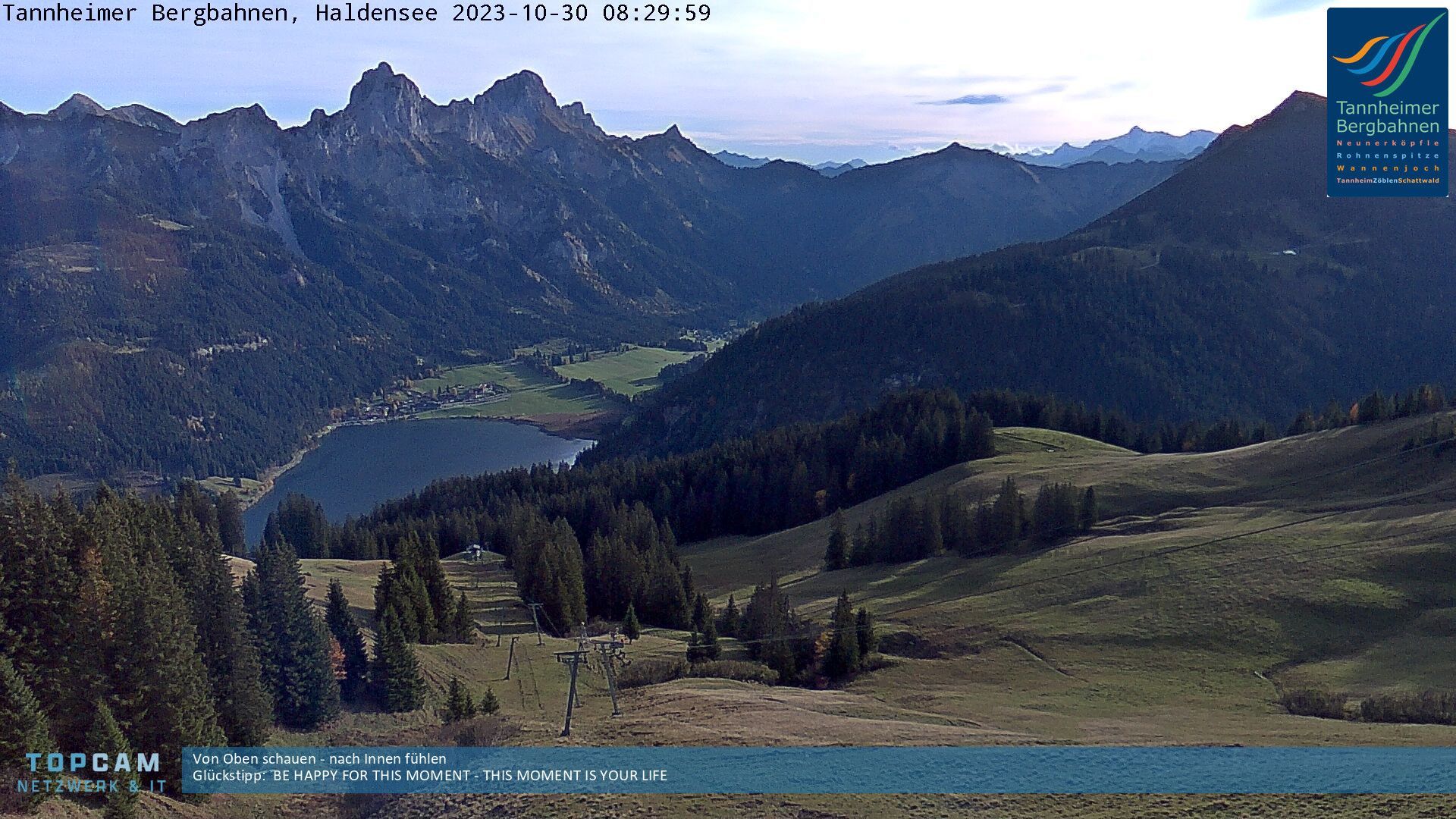 Traffic Cam Gemeinde Gran: Tannheim, Neunerköpfle Bergstation, Blick auf den Haldensee