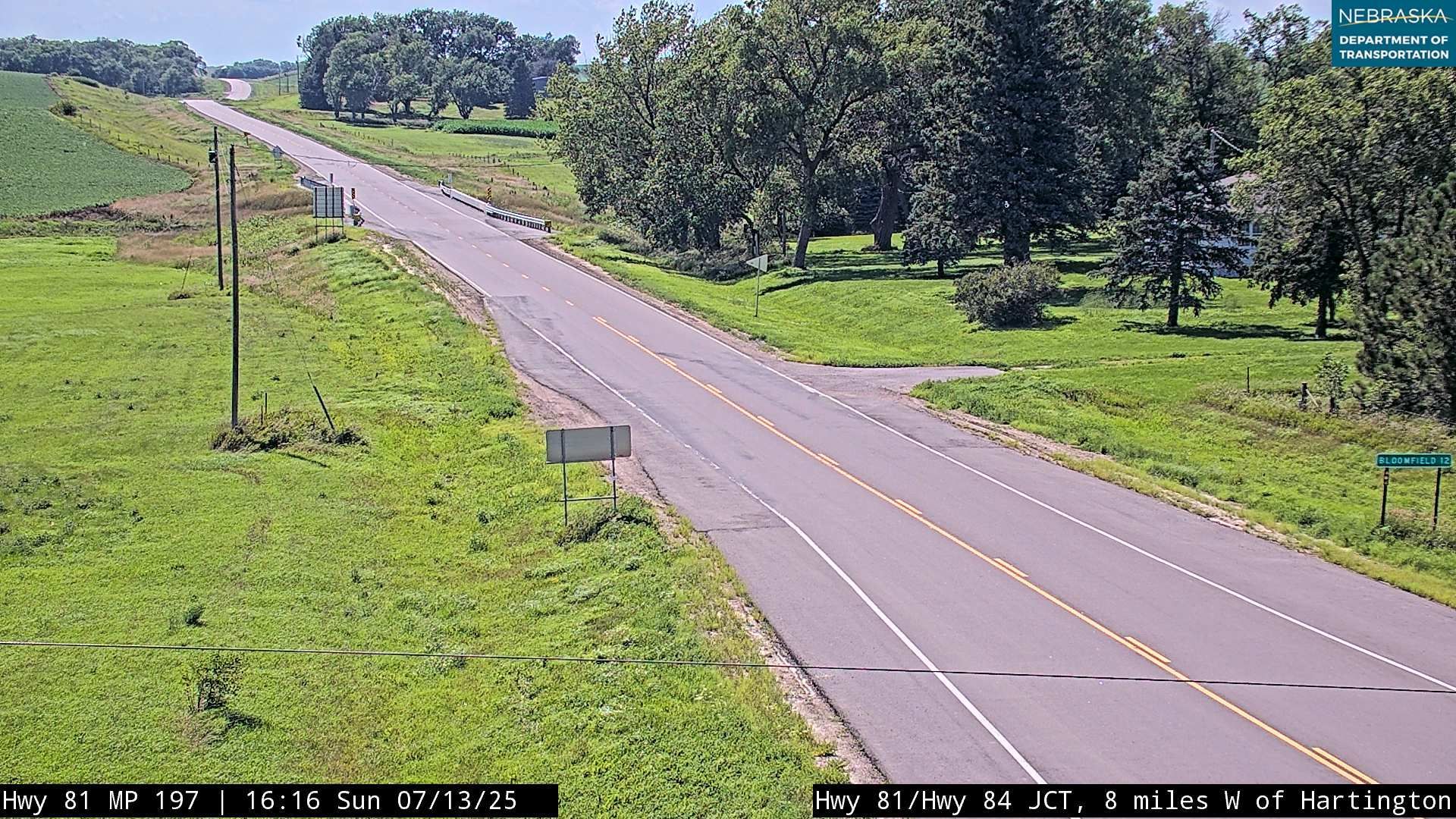 Traffic Cam Pleasant Valley › West: US 81: Hartington: West