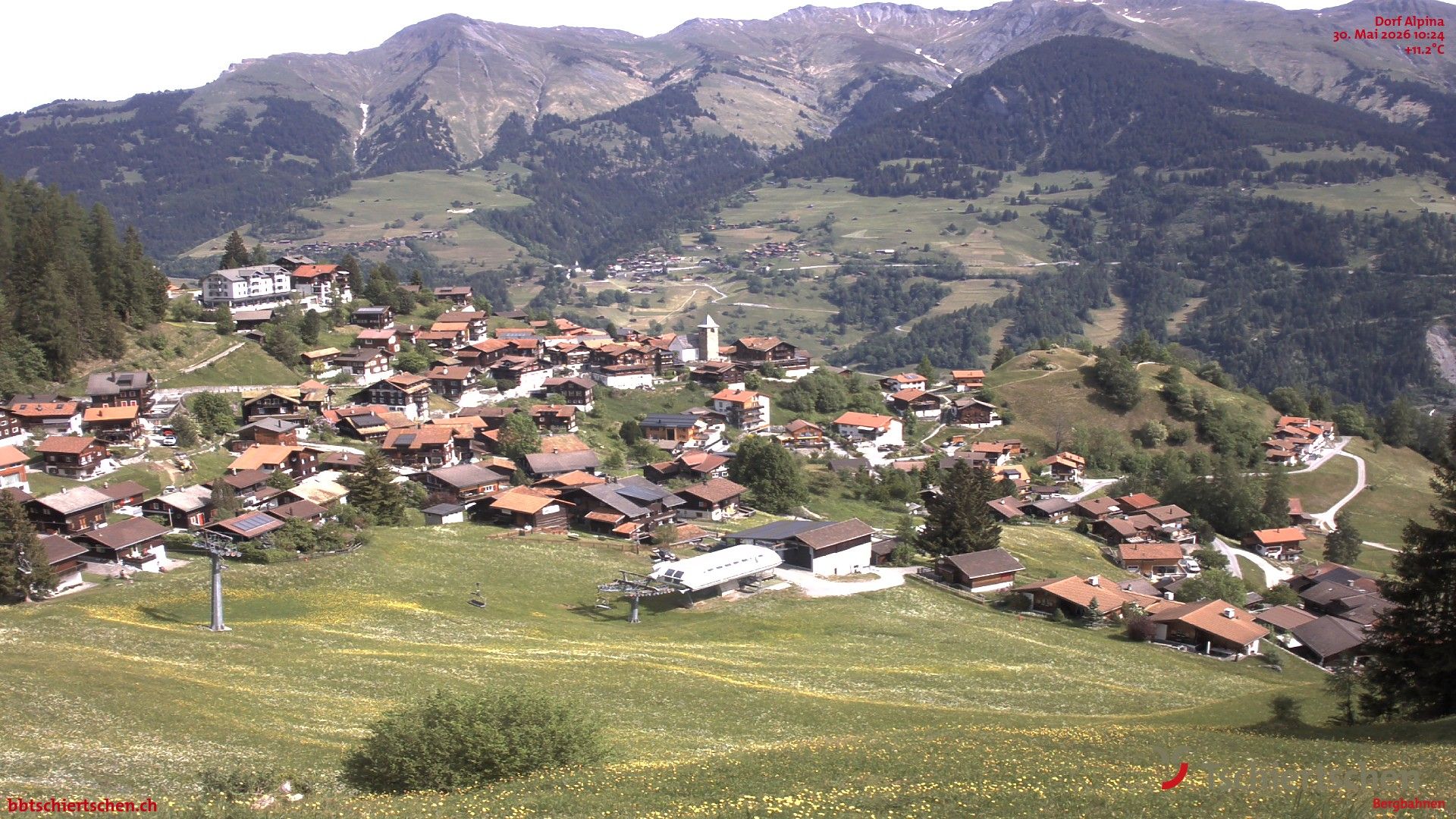 Tschiertschen: Graubünden, Schweiz - Dorf Talstation