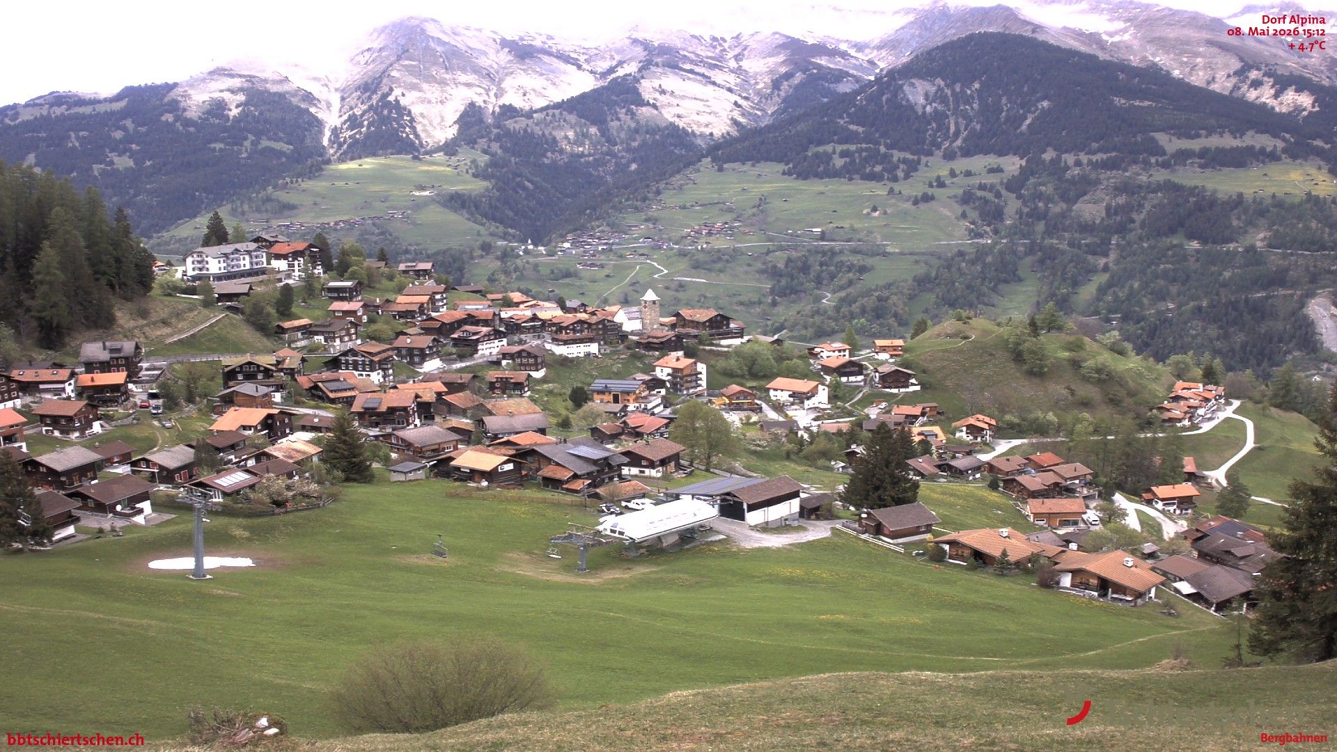Tschiertschen: Graubünden, Schweiz - Dorf Talstation