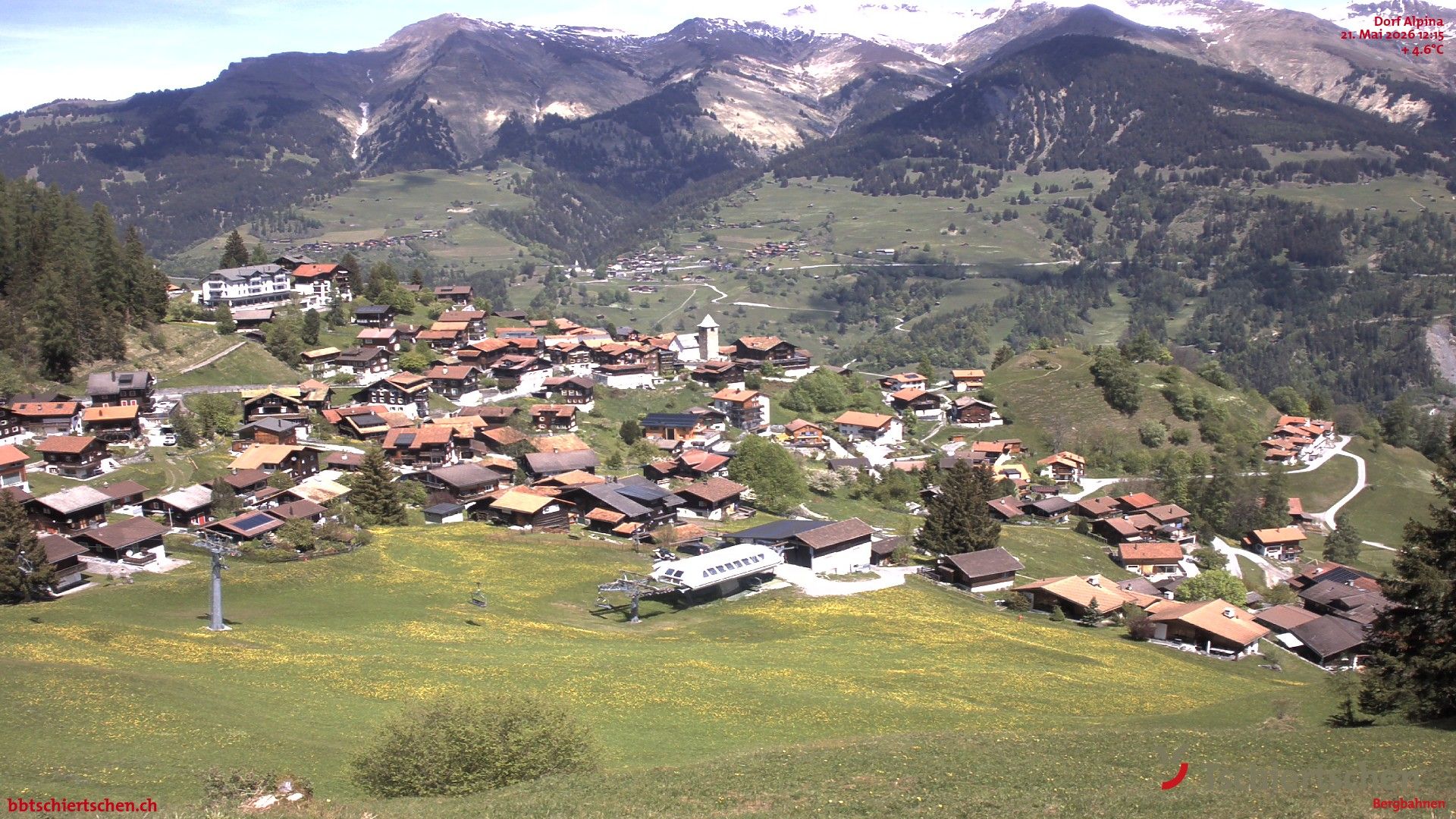 Tschiertschen: Graubünden, Schweiz - Dorf Talstation
