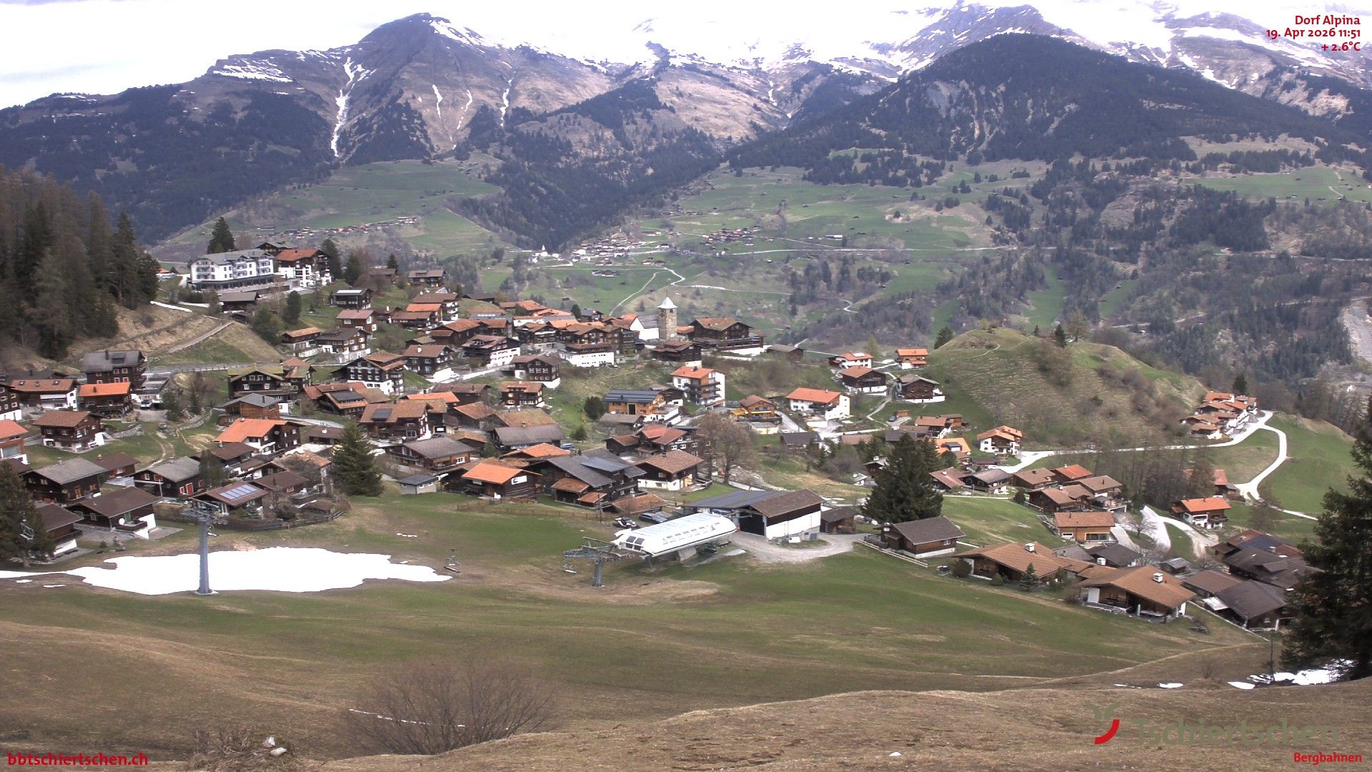 Tschiertschen: Graubünden, Schweiz - Dorf Talstation
