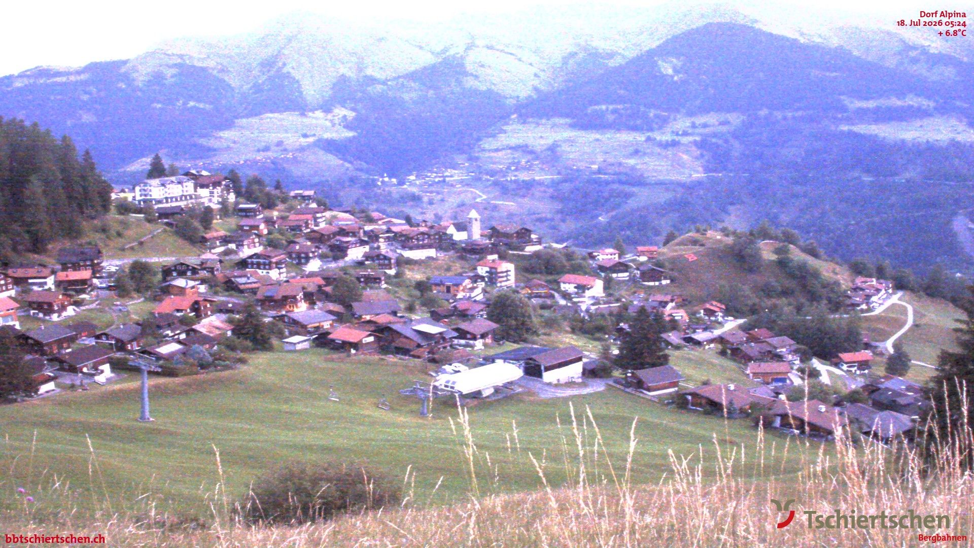Tschiertschen: Graubünden, Schweiz - Dorf Talstation