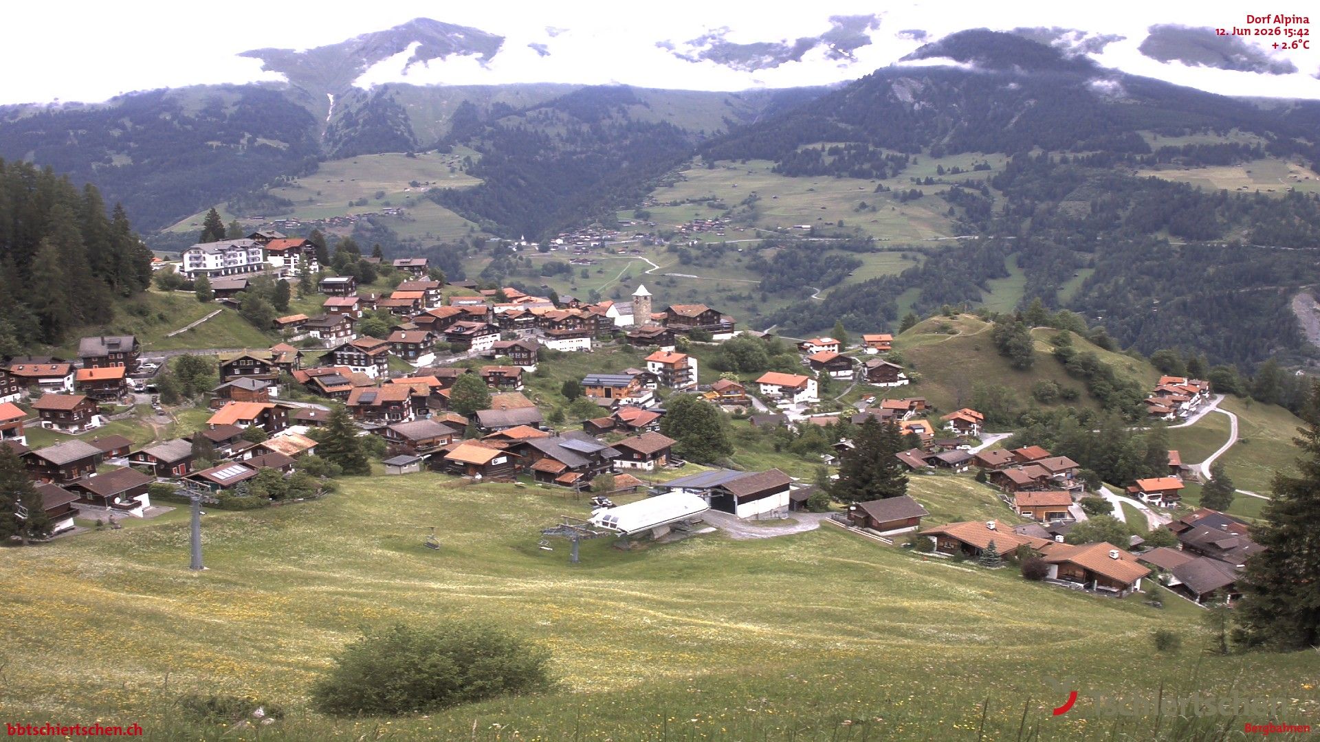 Tschiertschen: Graubünden, Schweiz - Dorf Talstation