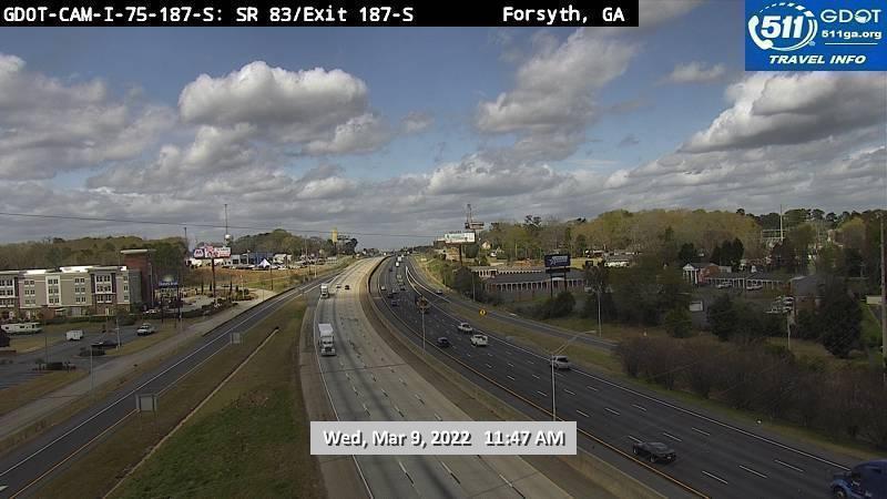 Traffic Cam Forsyth: I-75 - 187 S @ SR 83 / Exit 187-S