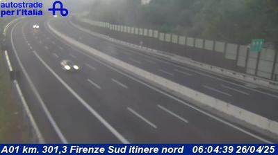 Preview delle webcam di Bagno a Ripoli: A01 km. 301,3 Firenze Sud itinere nord