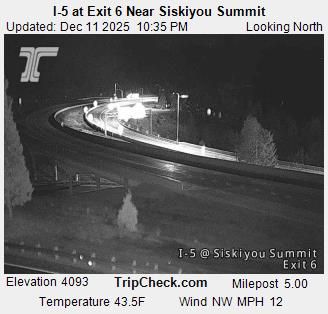 Traffic Cam Ashland: I-5 at Exit 6 Near Siskiyou Summit